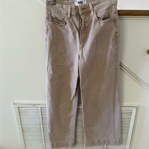 PAIGE Tan Flare Wide Leg Jeans